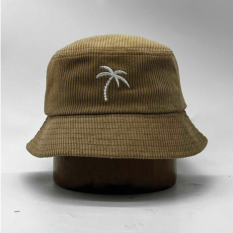 Light Brown bucket hat palm tree front